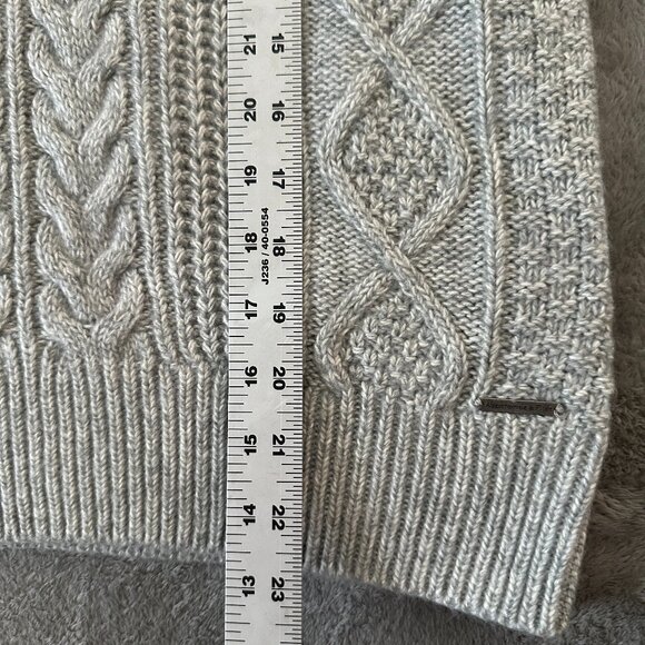 Abercrombie & Fitch Gray Cable Knit Sweater Women's SMALL Mock Neck - Picture 4 of 7